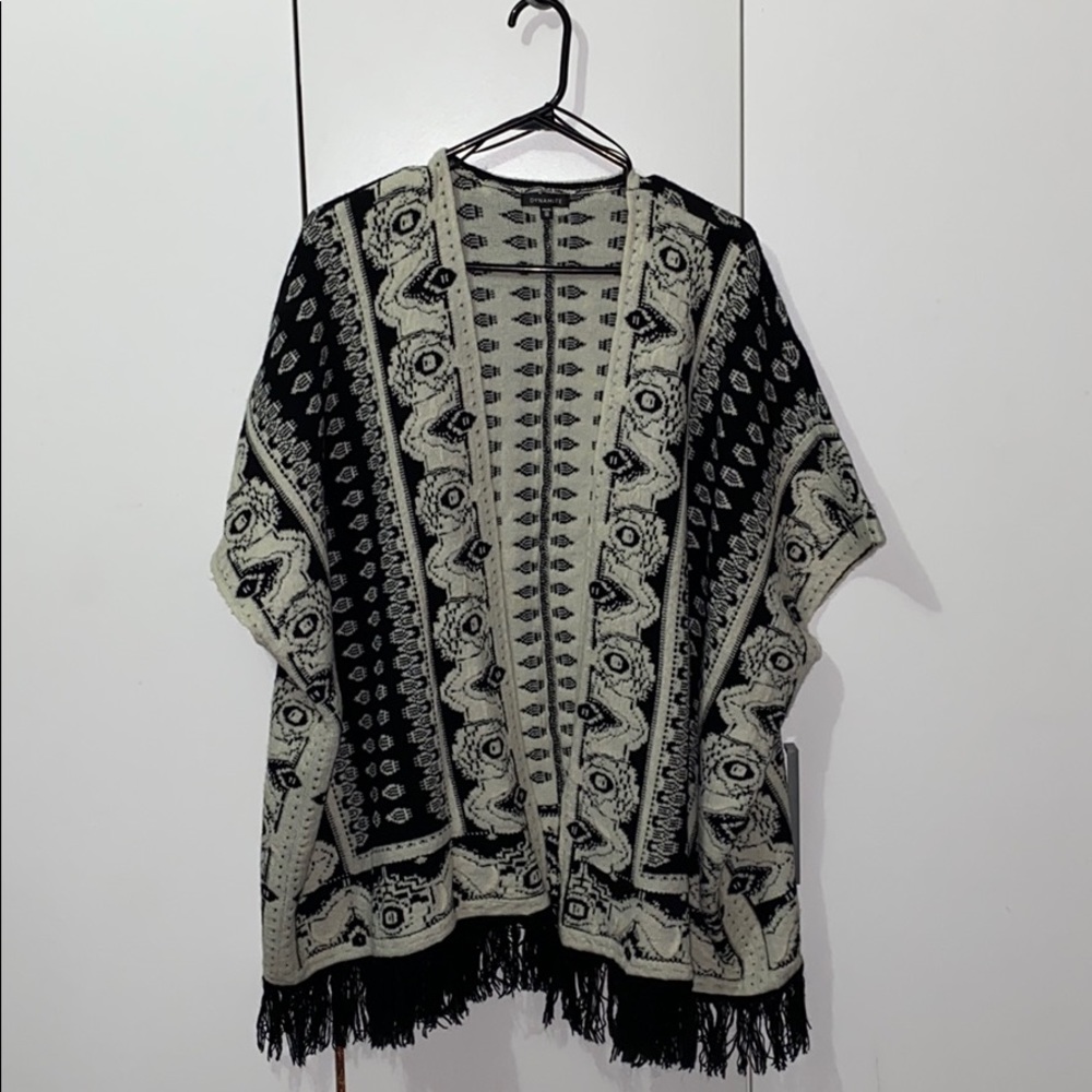 Dynamite fringe poncho style cardigan